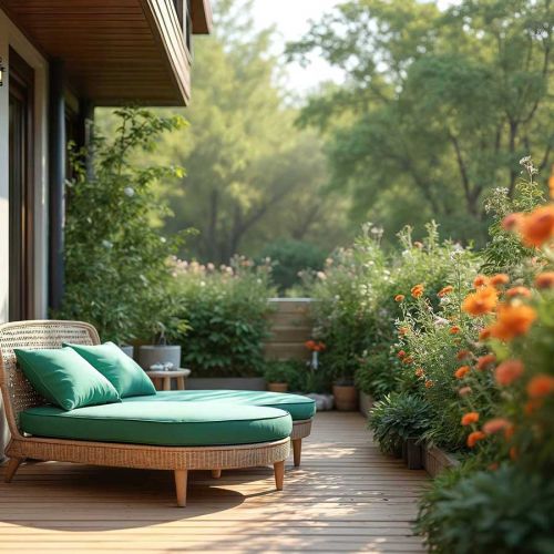 Terrasse mit Blühpflanzen