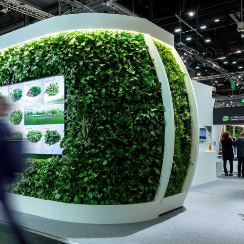 Messestand mit Wand aus Grünpflanzen