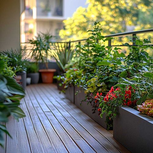 Balkon mit Pflanztr&ouml;gen