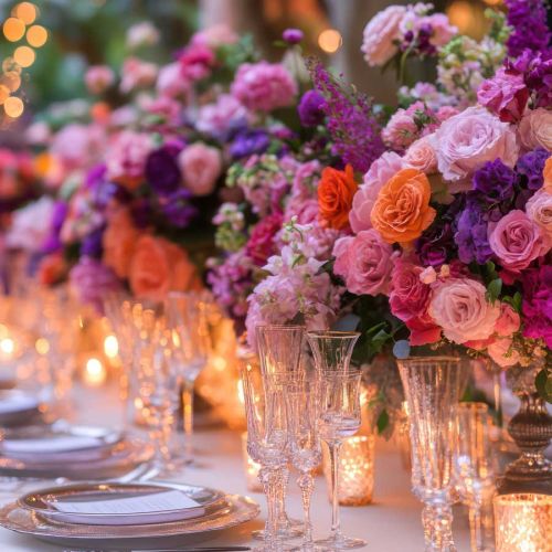 Festliche Tafel mit Blumensträußen